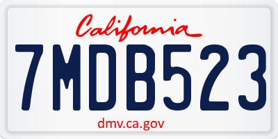 CA license plate 7MDB523