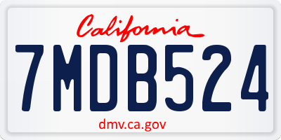 CA license plate 7MDB524