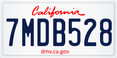 CA license plate 7MDB528