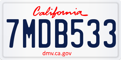 CA license plate 7MDB533