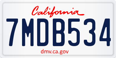 CA license plate 7MDB534