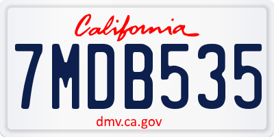 CA license plate 7MDB535