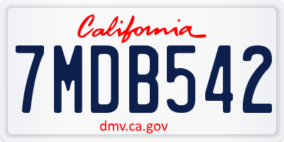 CA license plate 7MDB542