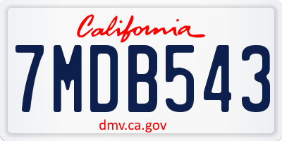 CA license plate 7MDB543