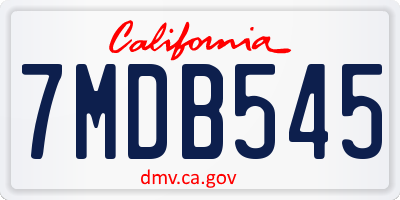 CA license plate 7MDB545