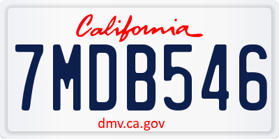 CA license plate 7MDB546