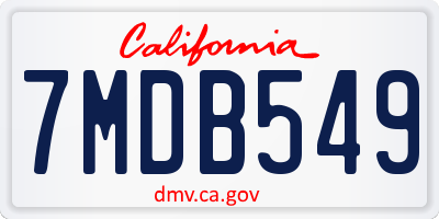 CA license plate 7MDB549