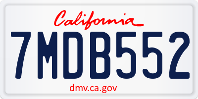 CA license plate 7MDB552