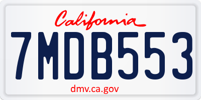 CA license plate 7MDB553