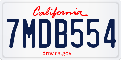 CA license plate 7MDB554