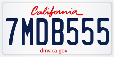 CA license plate 7MDB555