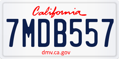 CA license plate 7MDB557