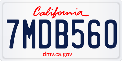 CA license plate 7MDB560