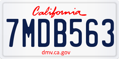 CA license plate 7MDB563
