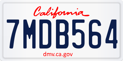 CA license plate 7MDB564