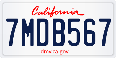 CA license plate 7MDB567