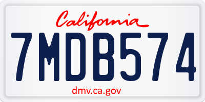CA license plate 7MDB574