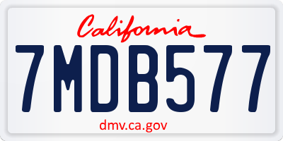 CA license plate 7MDB577