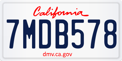 CA license plate 7MDB578