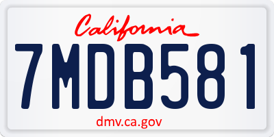 CA license plate 7MDB581