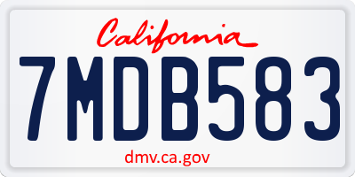 CA license plate 7MDB583