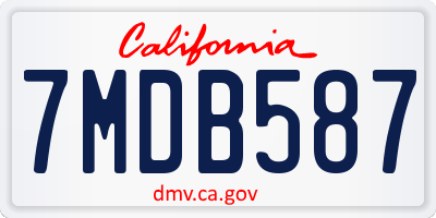 CA license plate 7MDB587
