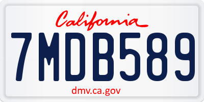 CA license plate 7MDB589
