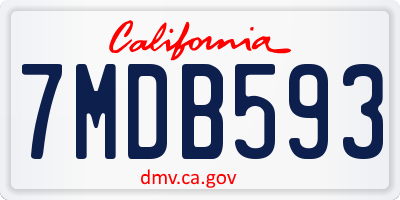 CA license plate 7MDB593