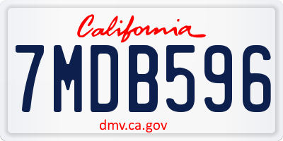 CA license plate 7MDB596