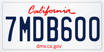 CA license plate 7MDB600