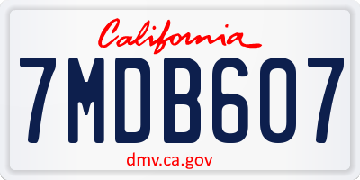 CA license plate 7MDB607