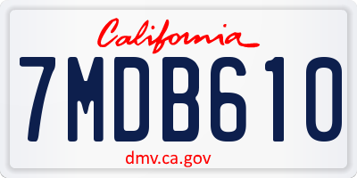 CA license plate 7MDB610