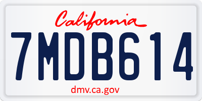 CA license plate 7MDB614