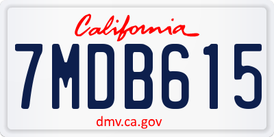 CA license plate 7MDB615
