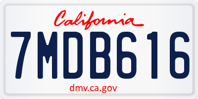 CA license plate 7MDB616