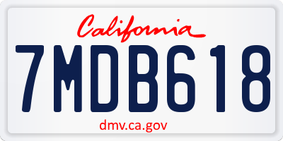 CA license plate 7MDB618