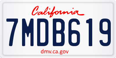 CA license plate 7MDB619