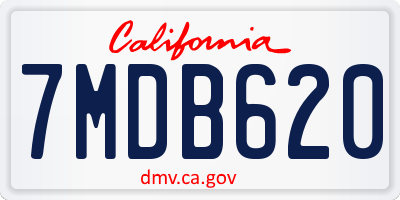 CA license plate 7MDB620