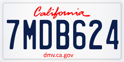 CA license plate 7MDB624