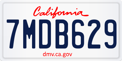 CA license plate 7MDB629