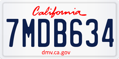 CA license plate 7MDB634