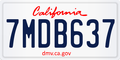 CA license plate 7MDB637