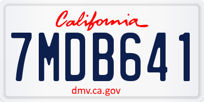 CA license plate 7MDB641