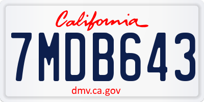 CA license plate 7MDB643