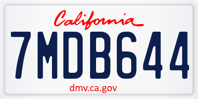 CA license plate 7MDB644