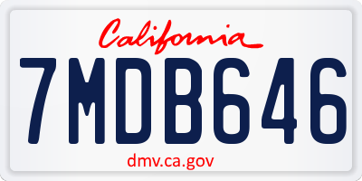 CA license plate 7MDB646