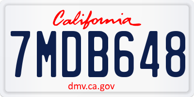CA license plate 7MDB648