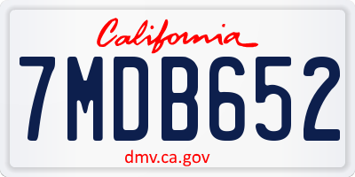 CA license plate 7MDB652