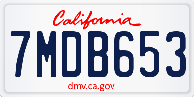 CA license plate 7MDB653
