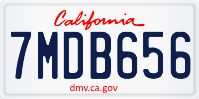 CA license plate 7MDB656